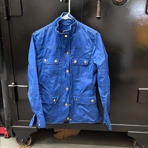 J. Crew Blue and Gold Utility Jacket with Stand-Up Collar